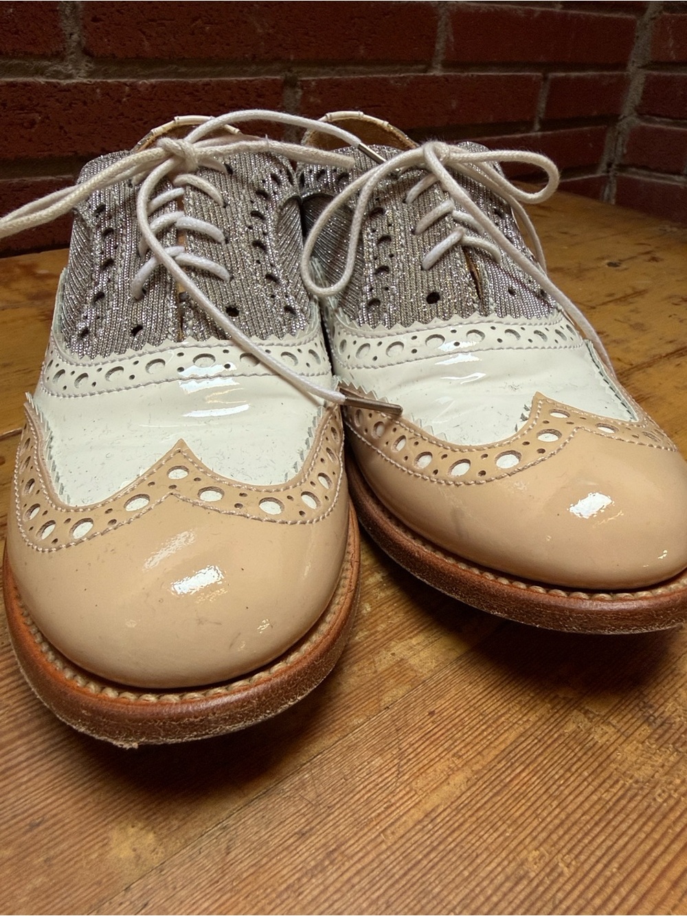 Office of Angela Scott Patent Two-Tone Wingtip Oxfords